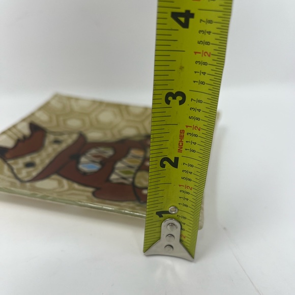 Foxy Fun 6” Square Glass Plate Trinket Dish Bowl - Picture 4 of 6